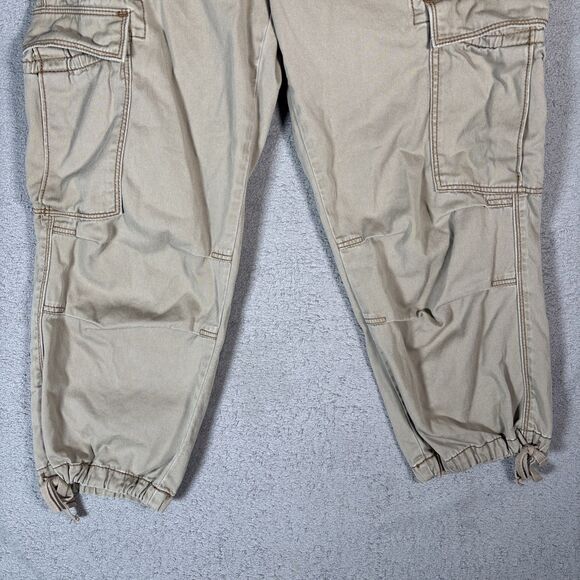 Polo Jeans Co Ralph Lauren Cargo Capris Women Size 32x21 Khaki Tie Ankle Utility - Picture 4 of 14